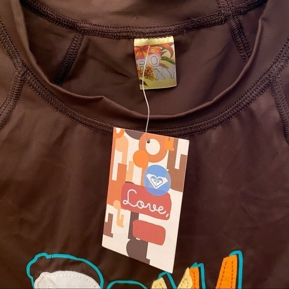 NWT~Vintage ROXY Girls Brown Rash Guard SPF 30- M/L - Picture 6 of 6